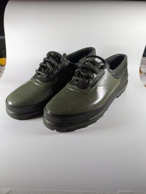 VTG Daniel Green Olive Green Rubber Rain Shoes Womens 7 Lace Up Thermollite